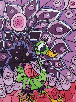 Le Paon, toile 28x38, acrylique